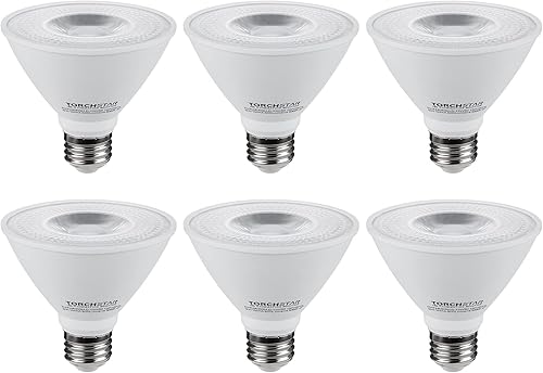 TORCHSTAR PAR30 Bombilla LED de cuello corto, bombillas CRI90+ regulables, equivalente a 8 W, 75 W, certificación UL, base de tornillo mediano E26,