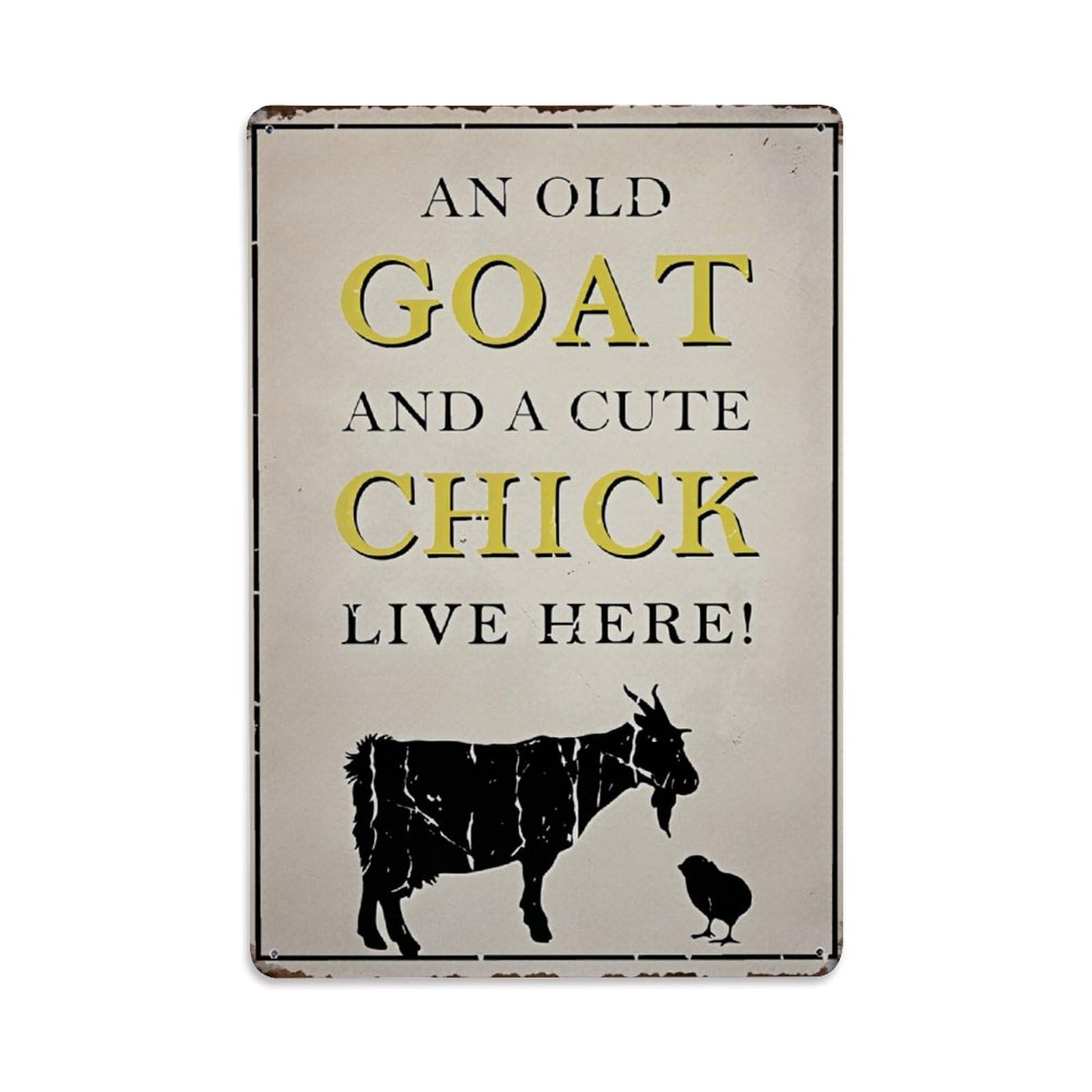 Enderetf Vintage Goat Chick Farm Animal Sign Tin Sign Metal Poster, Home Bar Garage Man Cave Cafe Indoor & Outdoor Wall Decoration 8X12inches