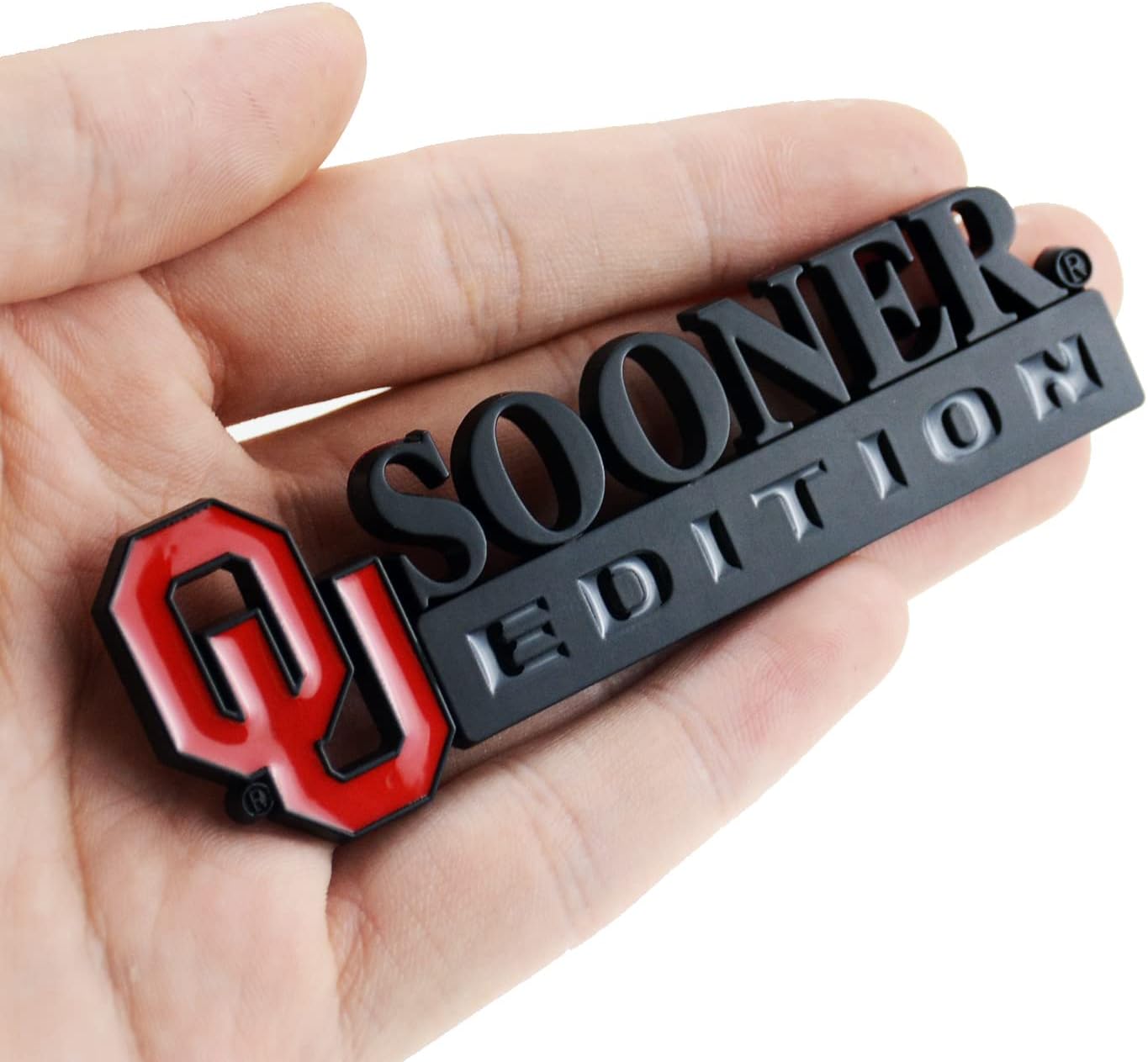 2Pc Sooner Edition Emblem Okla-Homa 3D Badge Sticker Decal with 3M Adhesive Replacement for Universal Car Window Door Computer (Black Red) image 2