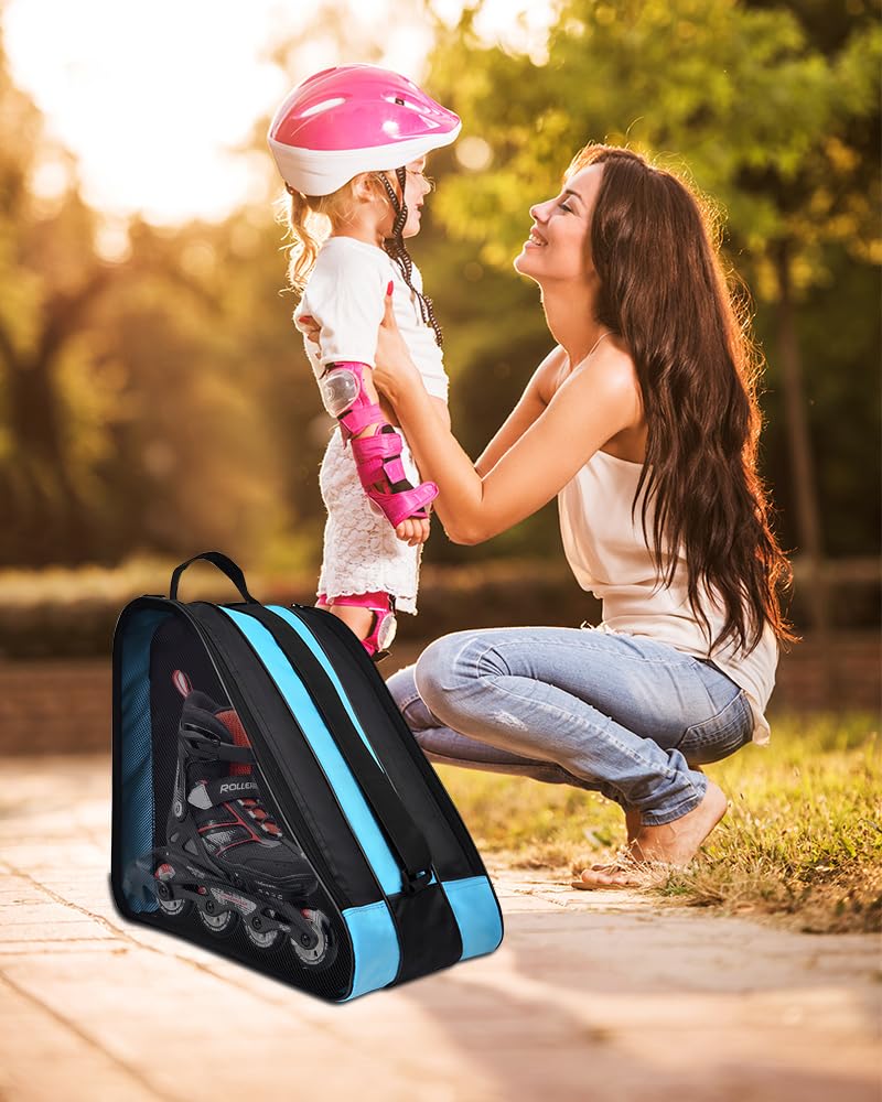 Rollschuhe Tasche, Inliner Tasche, Schlittschuhe Rucksack mit verstellbaren Schultergurten, Skate Tasche für Damen & Herren, ideal für Skateboards und Rollschuhe - Blau