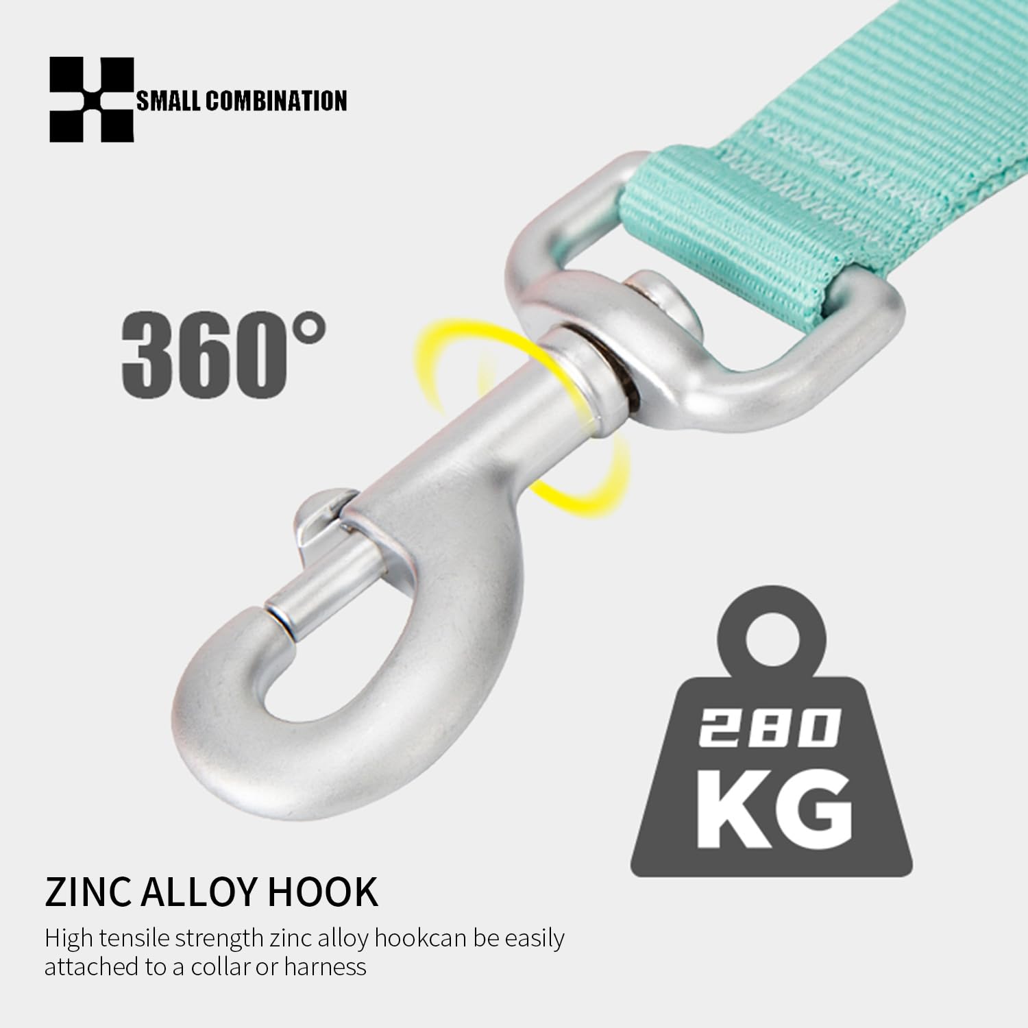 SMALL COMBINATION Dog Leash, with Metal Clip (Aqua Green, L) - Image 4