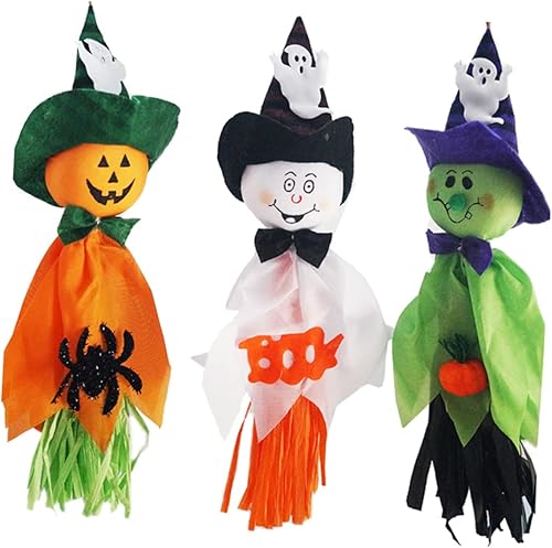 MERRYHAPY Treat - Paquete de 6 decoraciones colgantes de fantasmas, espantapájaros, accesorios de Halloween, decoración al aire libre, fantasma,