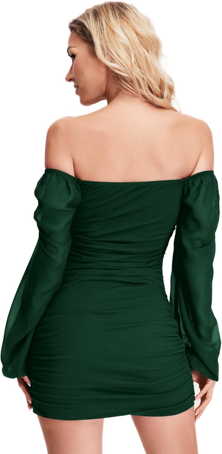 SheIn Women's Sexy Square Neck Long Sleeve Mesh Pencil Bodycon Mini Dress : Clothing, Shoes & Jewelry