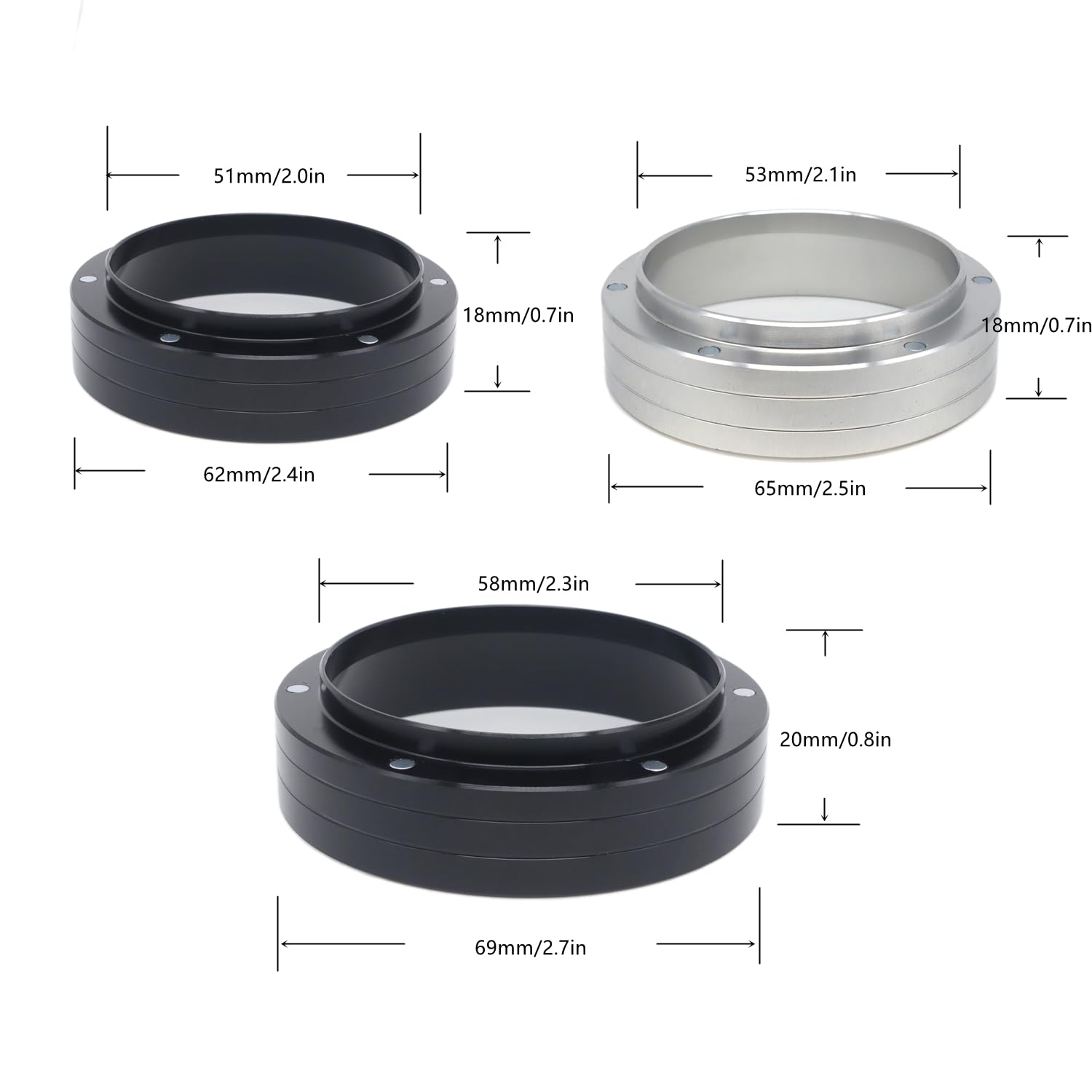 Magnetic Dosing Funnel, Lightweight Espresso Distributor, 2x1 Inches