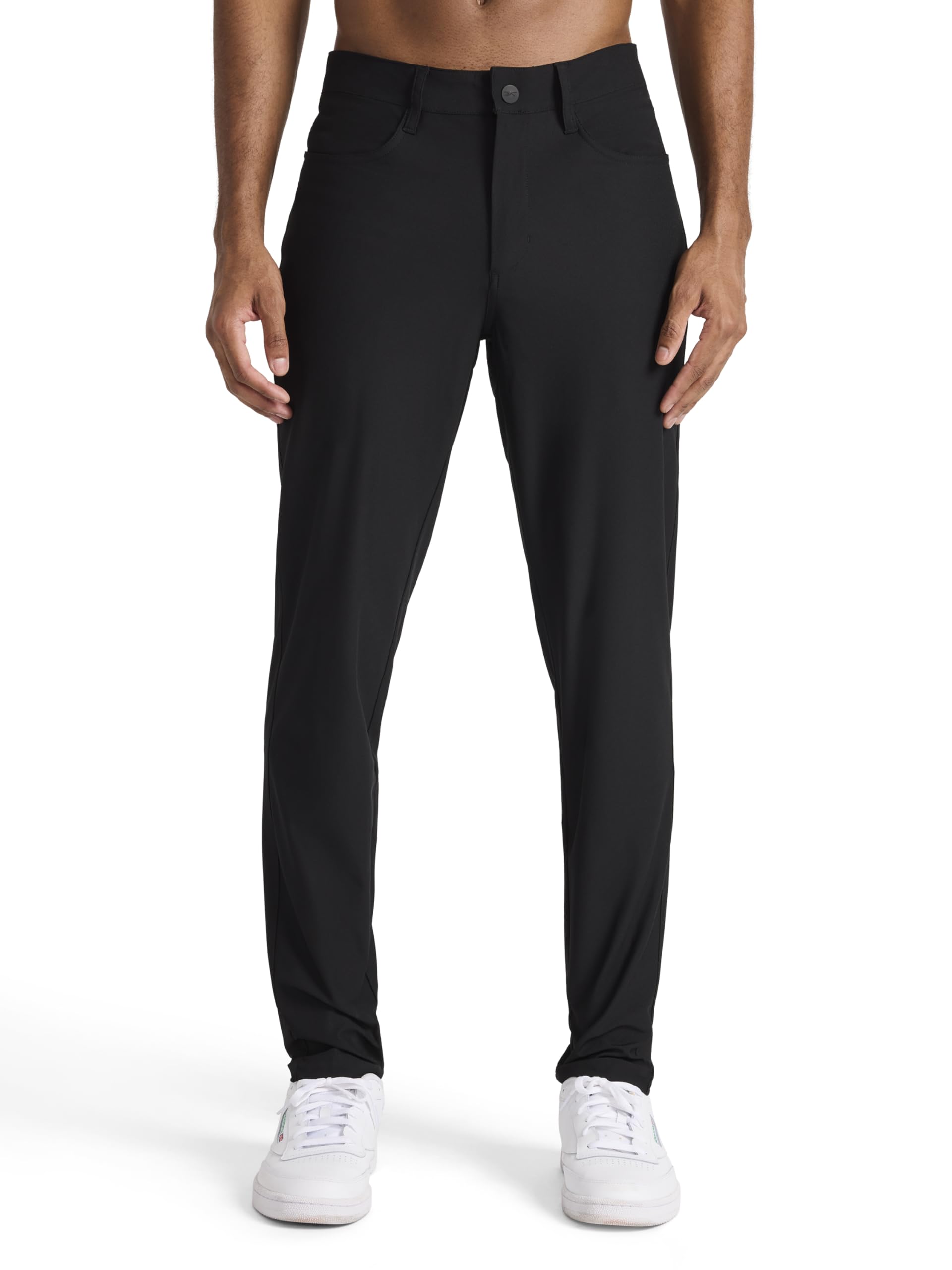 Reebok Mens 5-Pocket Voyager Oblong Pant Tapered Slim Fit Lightweight Poly Double-Knit Fabric