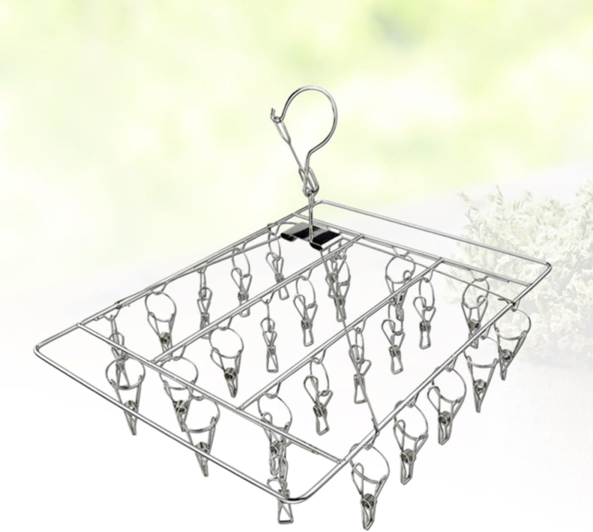 Stainless Steel Sock Drying Rack, 26 Pegs Single Layer Silver
