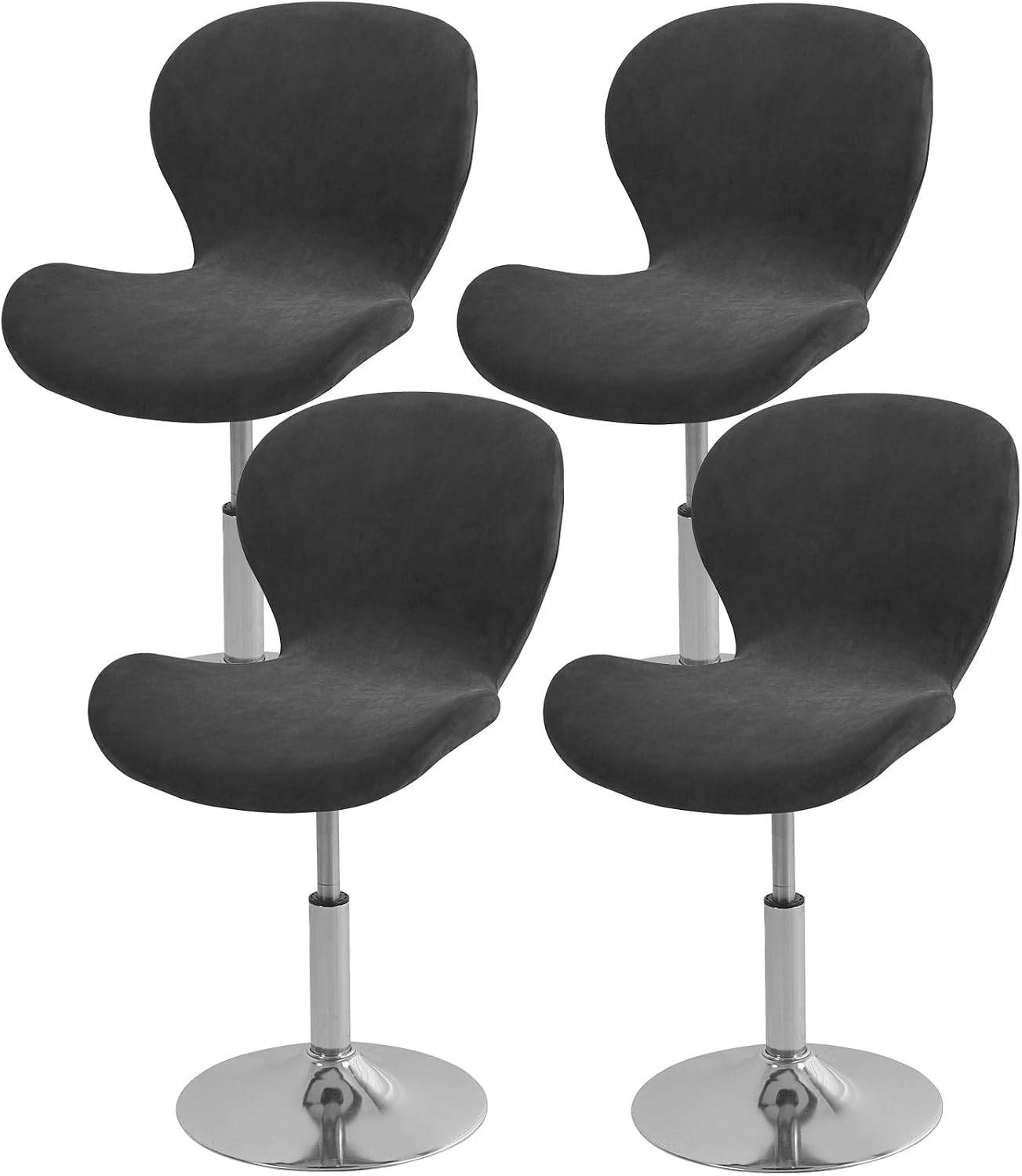 Gollense Bar Stool Covers with Backs, Set of 4 Stretch Jacquard Barstool Seat Covers, Washable Swivel Pub Counter Height Chair Slipcover Protector for Home Kitchen Cafe (Velvet-Black)