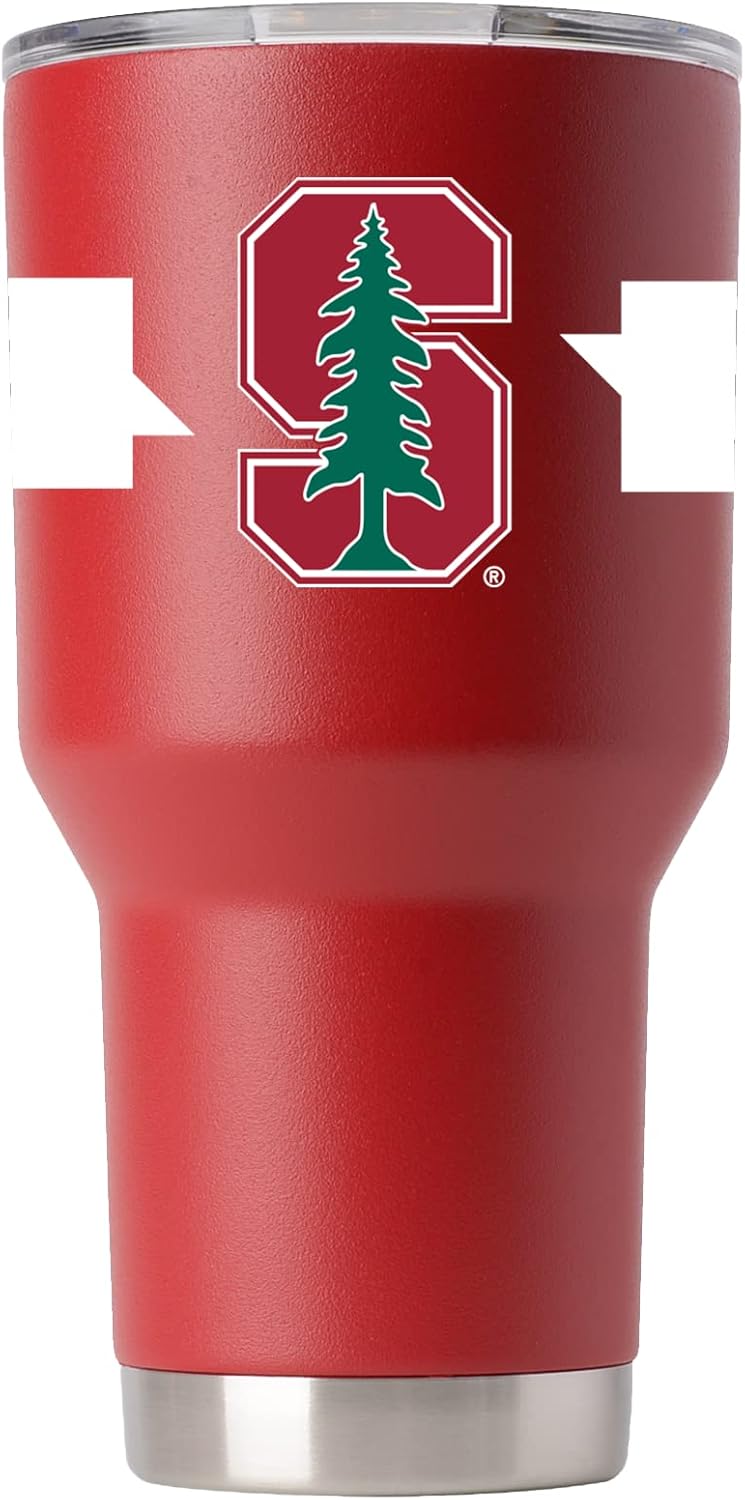 Gametime Sidekicks Stanford 30oz Crimson Tumbler - Officially Licensed, 18/8 Stainless Steel, Double-walled, Vacuum-insulated, UV LED Printed Logos, Sweatless, Stays Hot/Cold - 360 Wrap