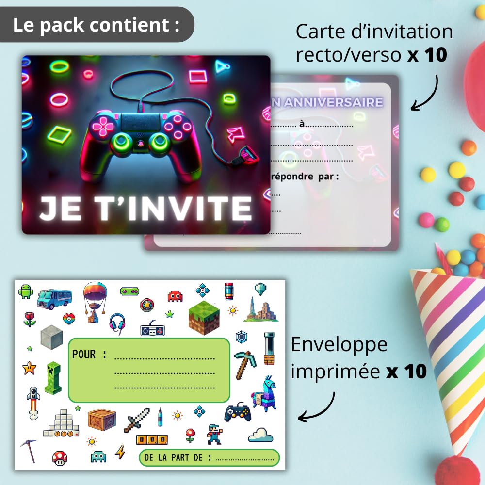 Idée Anniversaire Fille Garçon 12 Cartes D'invitation Anniversaire à Gratter - Thème Chats - Avec Enveloppes Et Stickers Carte Anniversaire Enfant