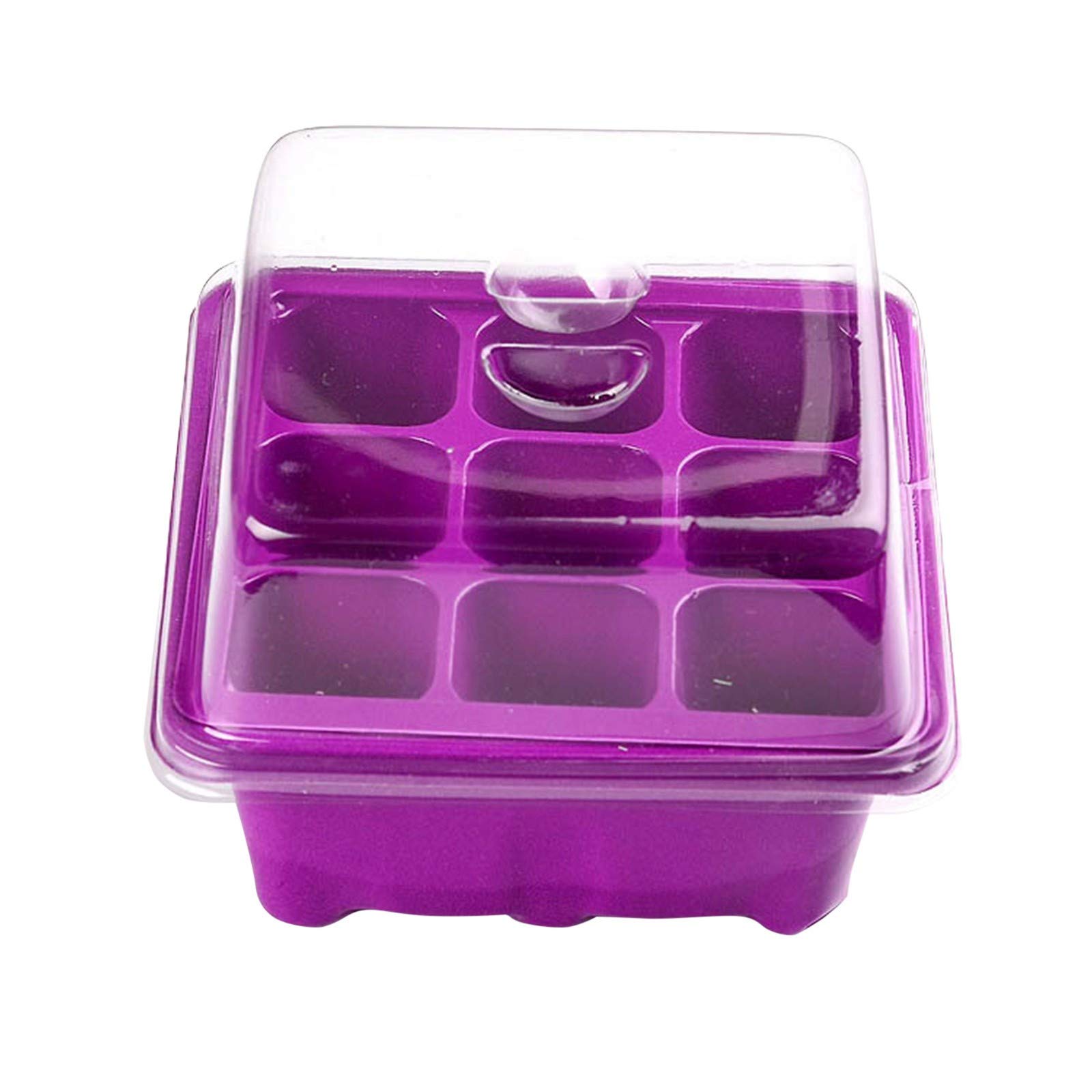 Baulmd Purple 9 Hole Nursery Trays Set For Yard Garden（Purple）, With Adjustable Humidity Dome Plant Seeds Germination Starter Kit, Plant Seed Propagator Pot, Growing Seedling, Vegetable, Flower (Purple)