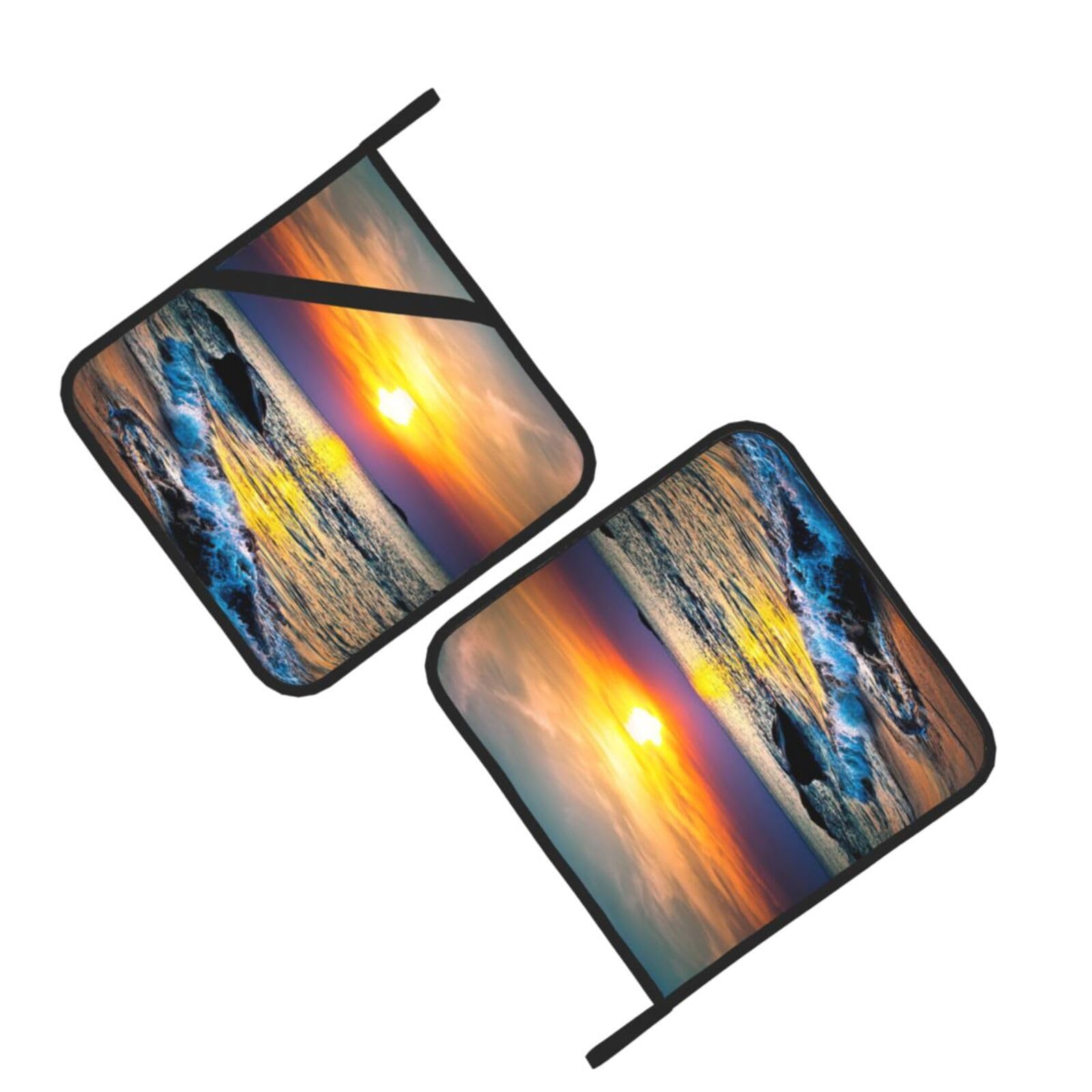 Beach and sunset Printed Oven Pot Holders Set of 2 Pcs Heat Resistant Kitchen Microwave Potholders for Cooking Baking Grilling