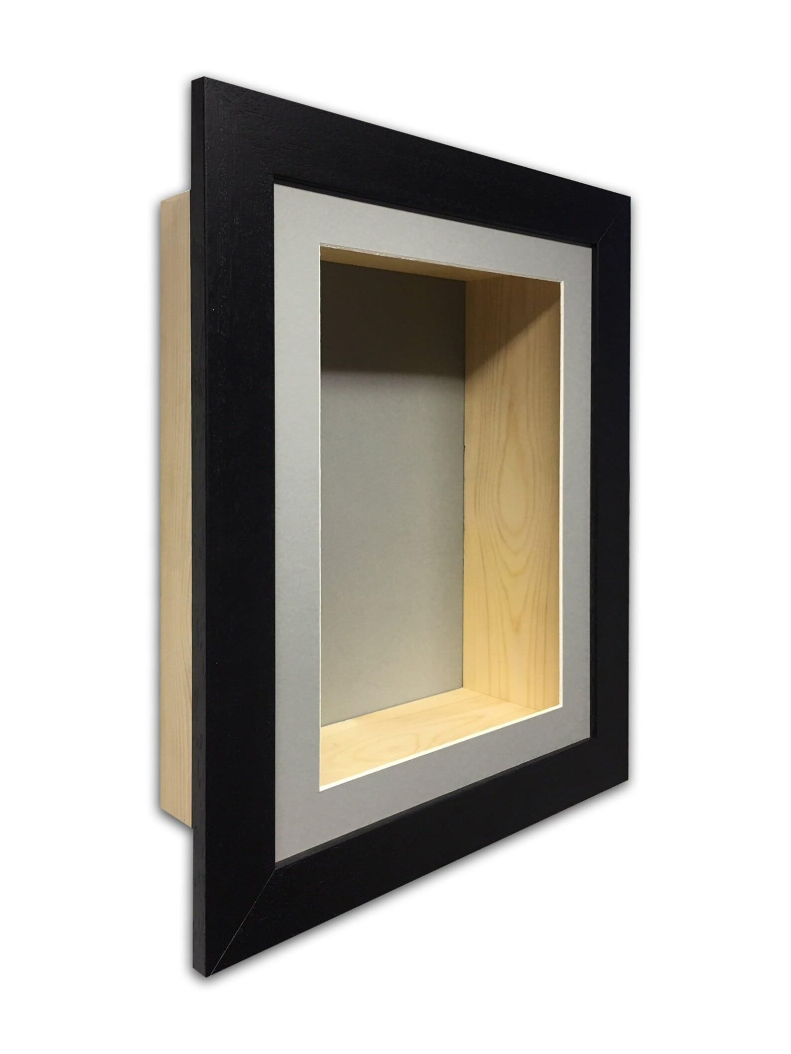 Deep Shadow Box Frame - 4 Inch Extra Deep 3D Display Case | Keepsake, Medal & Memorabilia Display | Grey Mount