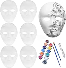 Máscaras de Papel para Pintar White Painting Paper Masks, DIY Paper Pulp Mask, White Masks for Cosplay, DIY Hand Painted Mask for DIY Halloween Mardi Gras Party