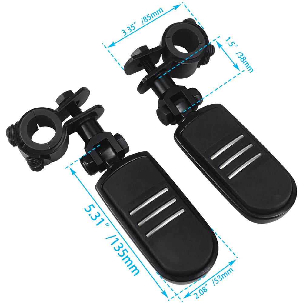 FOVPLUE 1" 1.25" 1.34" Highway Footpegs,Motorcycle Foot Pegs Foot Rest Mount Clamp Kit for Harley Indian Road King Street Glide Honda Kawasaki Suzuki Yamaha 25mm 32mm 34mm engine guard or tube Black