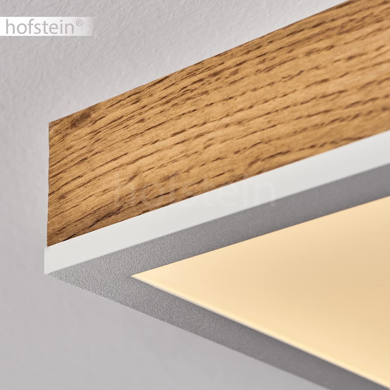 Plafón LED Salmi, plafón de metal/MDF/plástico en blanco/madera/marrón, panel LED regulable/cambiable de color de luz con mando a distancia, 150-2250 lúmenes, 2700-6500 Kelvin, 1 x LED 36 vatios