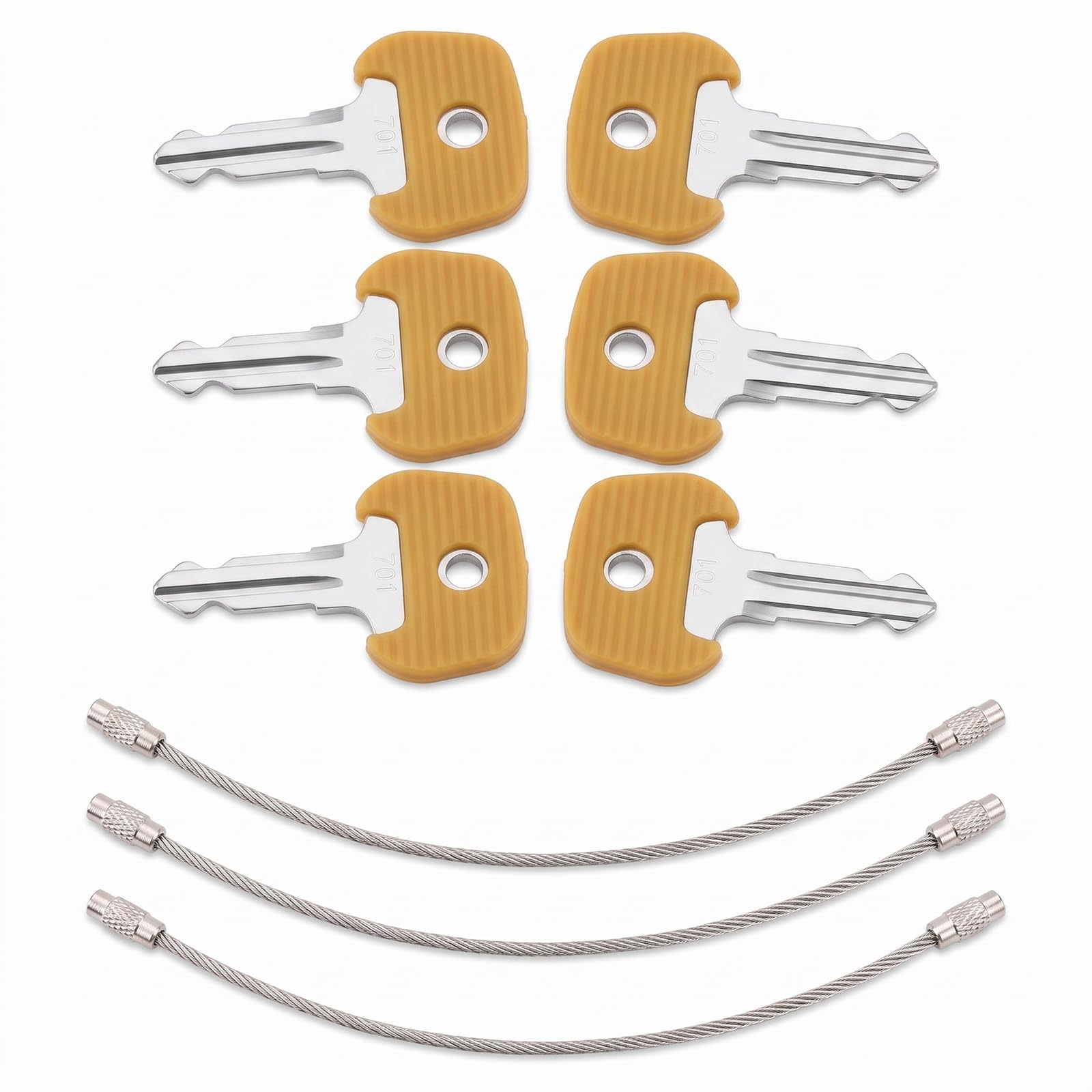 701 Ignition Keys,9 Pcs Compatible with Universal Heavy Equipment Ignitions Keys with Keychain