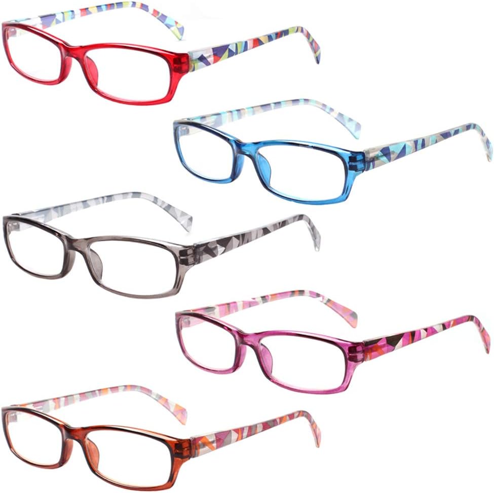 Henotin 5-Pack Reading Glasses Blue Light Blocking Anti Eyestrain Computer Reading Glasses for Women and Men Readers