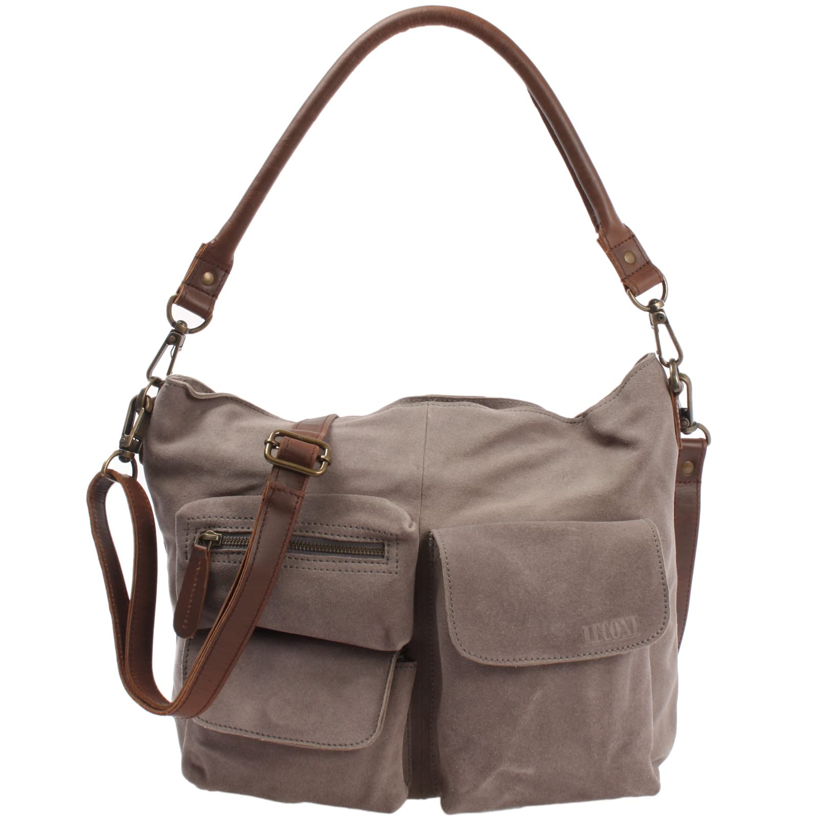 LECONI piccola borsa a tracolla in pelle borsa da donna borsa a tracolla in pelle marrone fango LE3047-wax - Italia