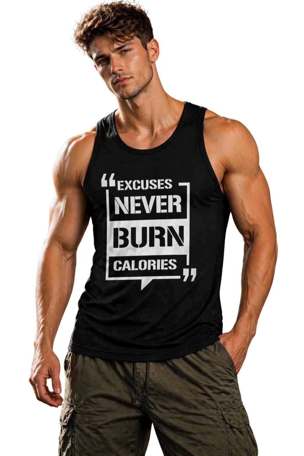 Men’s Workout Sleeveless Vest | Graphic Comfortable Fit Tank Top for Gym, Running & Training-image-4