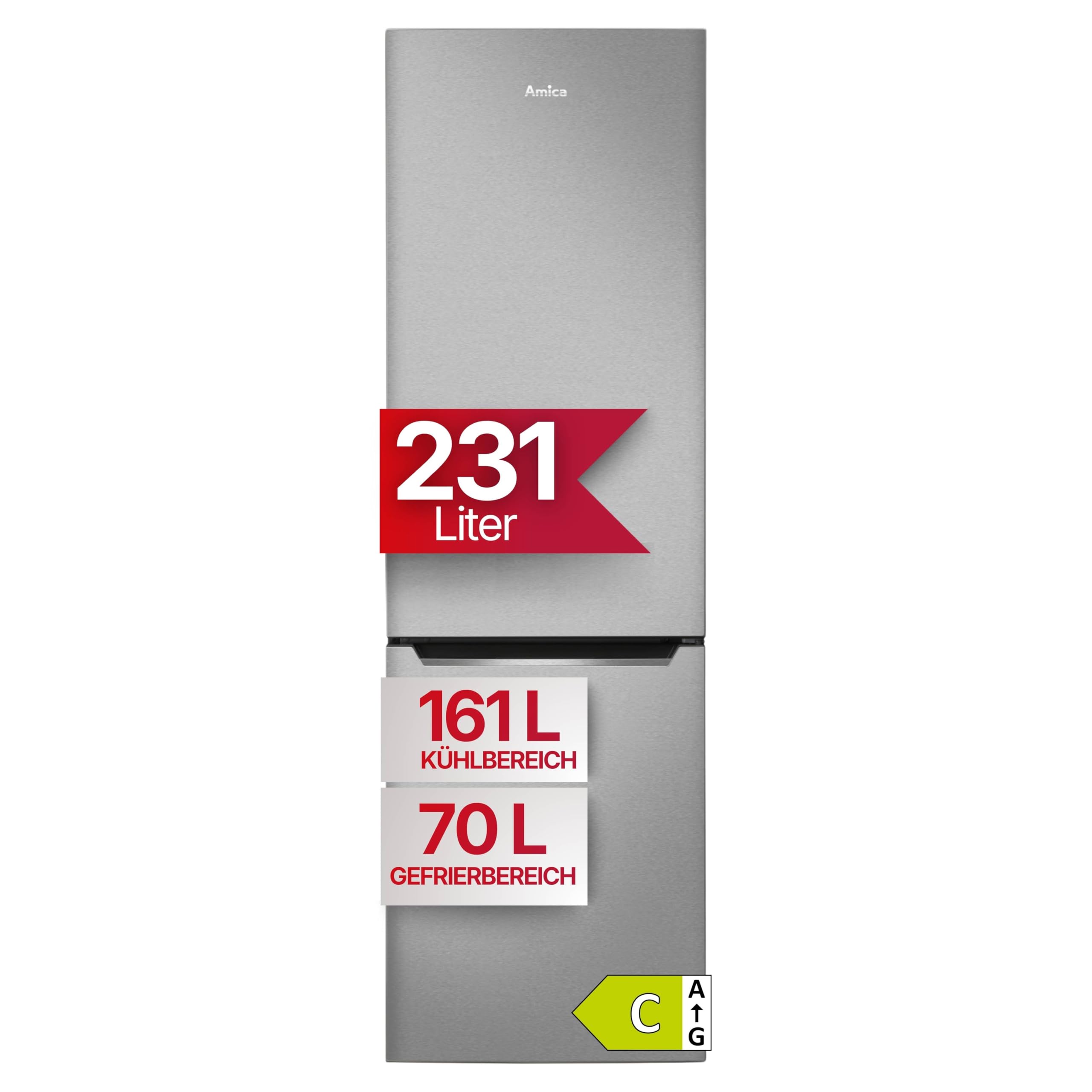 Amica Kühl Gefrierkombination freistehend Total NoFrost 170 x 54 x 59,1 cm 231 l Nutzinhalt VitControlPlus FreshZone elektronische Steuerung - Edelstahloptik