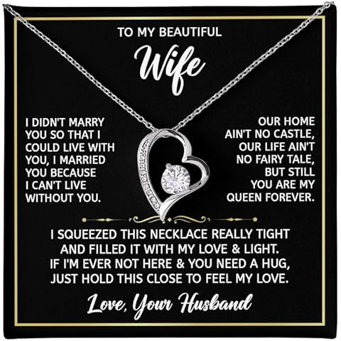 To My Wife Necklace From Husband - Forever Love Necklace for Women with Gift Box - ...