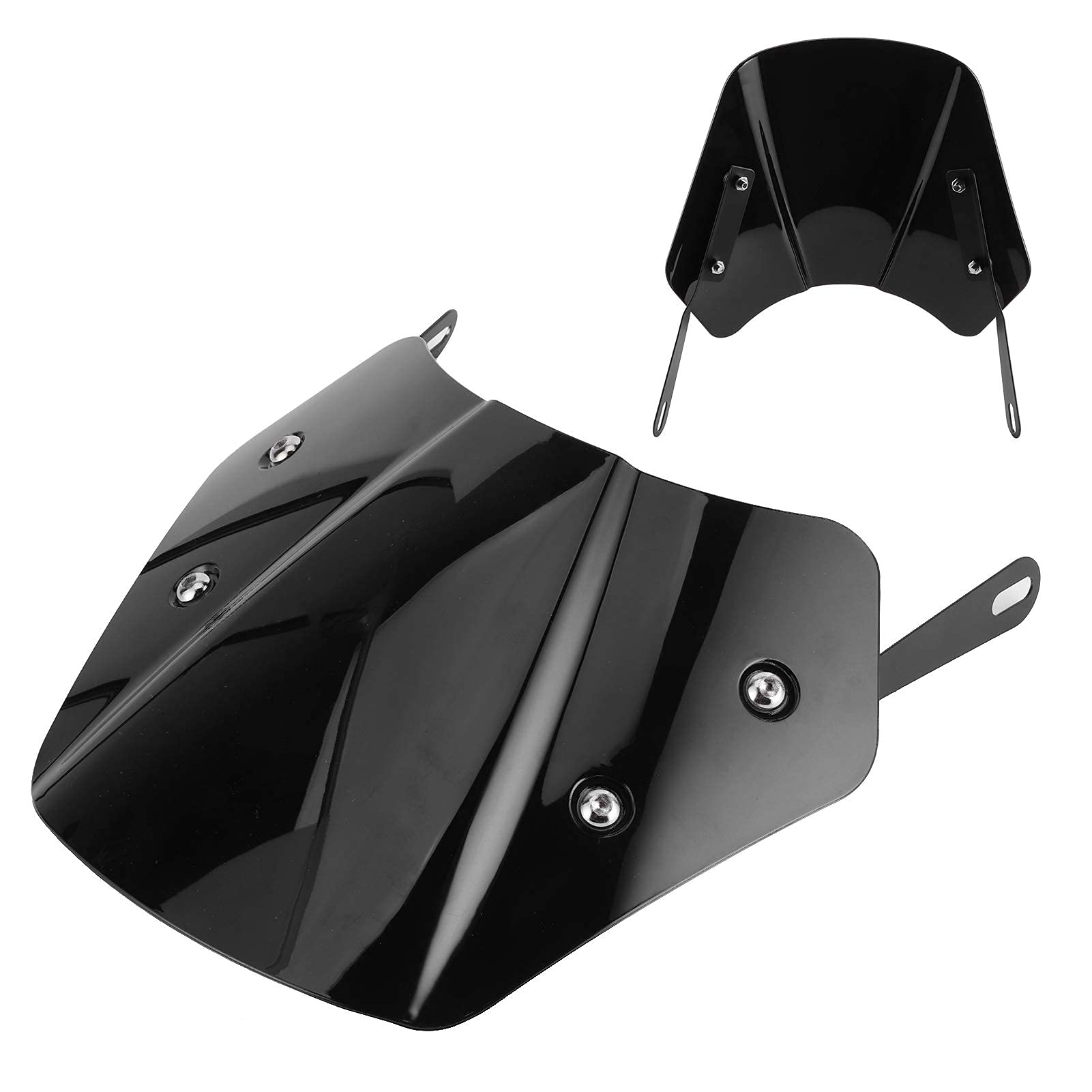 Aramox Parabrezza Deflettore del Vento per Moto, Parabrezza Universale per Moto Deflettore del Vento con Staffa di Montaggio per 5-7 Pollici(Nero)