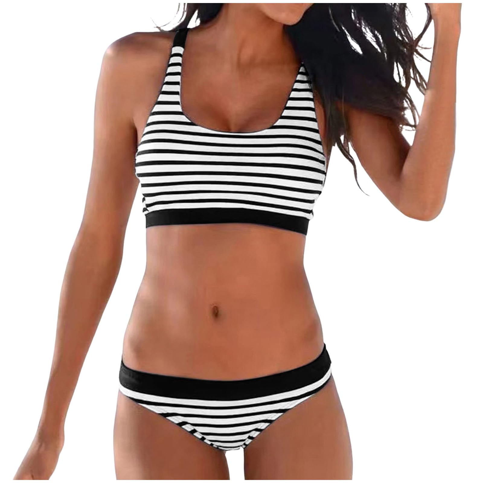 Generisch Bikini Mujer Conjunto Traje de Baño Traje de Baño Traje de Baño Mujer Bikini con Estampado de Rayas Bajas Trajes de Baño Push Up de Dos Piezas Traje de Baño Conjunto de Bikini de Dos Piezas