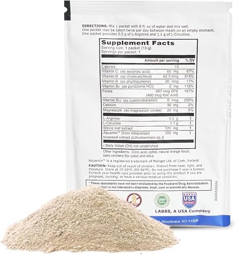 Vista 19 de L-arginine Pro Suplemento ON-The-GO Paquetes de viaje de una sola porción: 5,500 mg de L-arginina más 1,100 mg de L-citrulina (1 bolsa