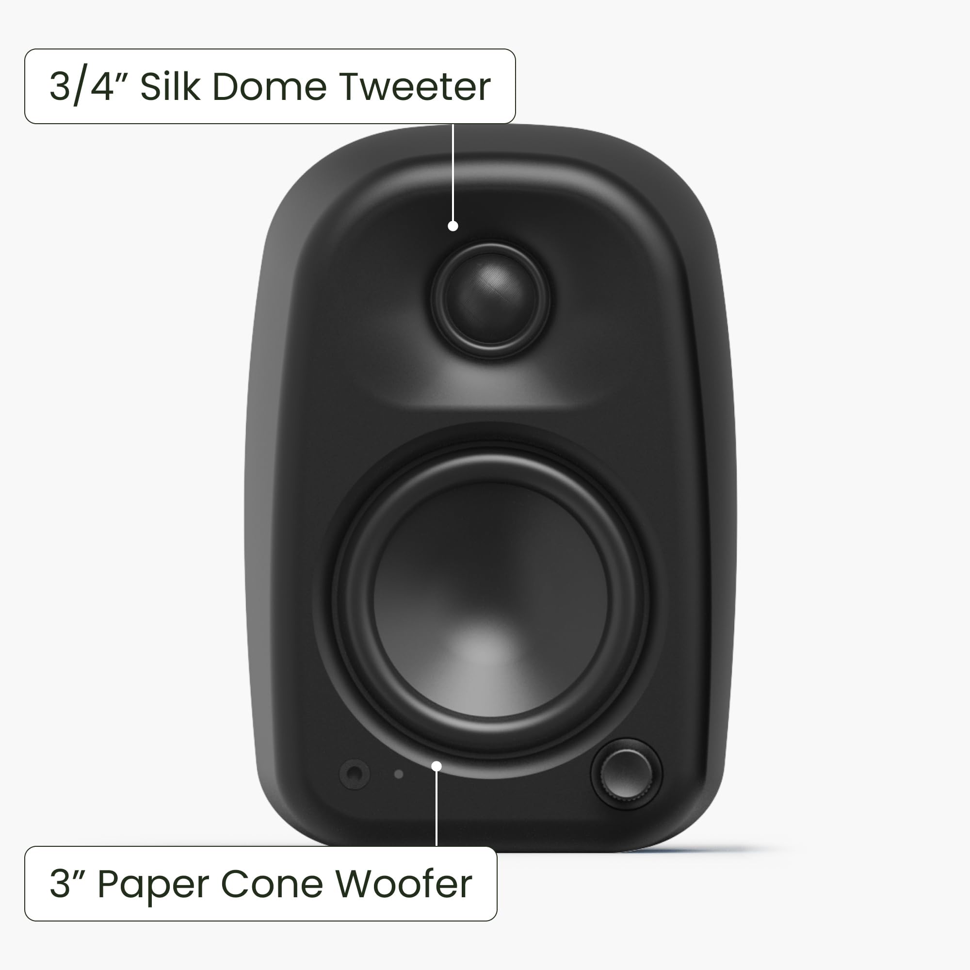 Kanto UKI 100 W Altavoces de ordenador de escritorio activo con Bluetooth y USB-C | Inteligente Sub Integración | Auriculares fuera | Par | Onyx