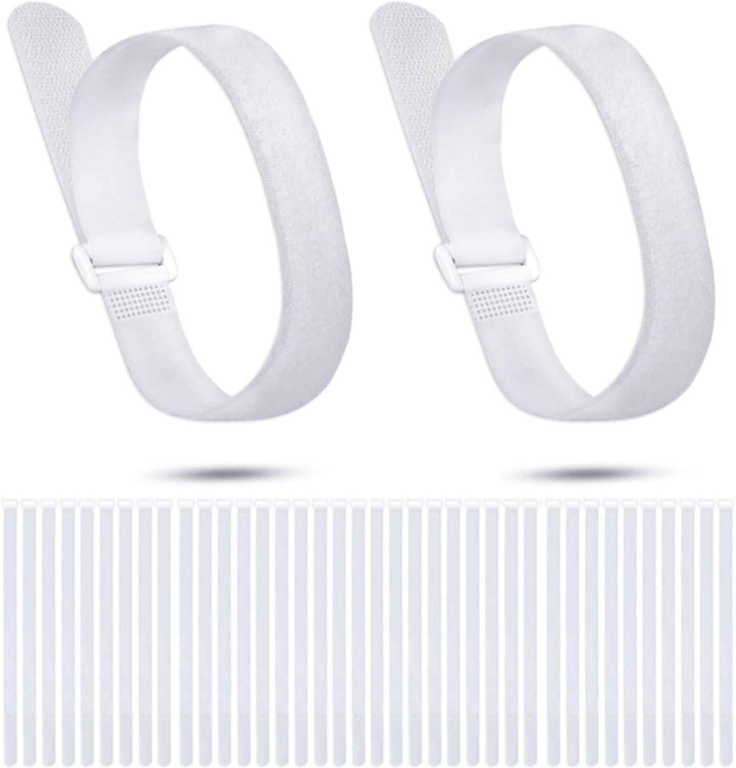 Kigeli 40 Pack White Cinch Straps 1 x 20 Inch Reusable Hook and Loop Straps Adjustable Multipurpose Cable Ties for Organizing Cables, Wires, Tools, Hose