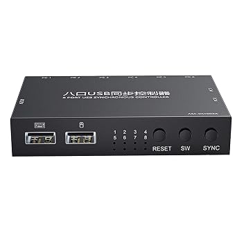 8 Ports USB Synchronizer DNF Keyboard Mouse USB Shared Display Synchronization Controller KVM Switcher Black