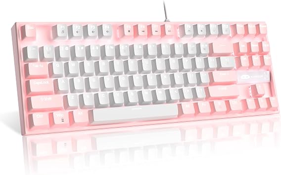 MageGee MK-Star Wired Mechanical Keyboard Gaming Pink Purple Purple Red Axis Pink White Red Axis