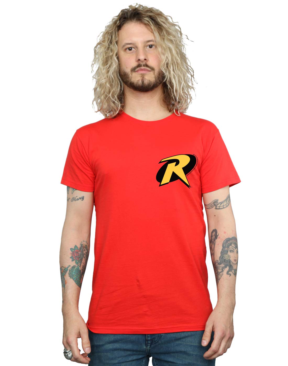 Absolute Cult Men's Red Dc Comics Batman Robin Logo T-Shirt Small