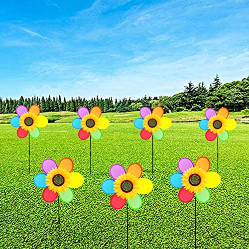 Sunflower Pinwheels Outdoor Windmill For The Yard And Garden Wind Spinners, Lawn Pinwheels Bulk Wind Toys For Kids, Colorful Small Flower Windmill Decorative Pinwheels (3Pcs) #TOP4