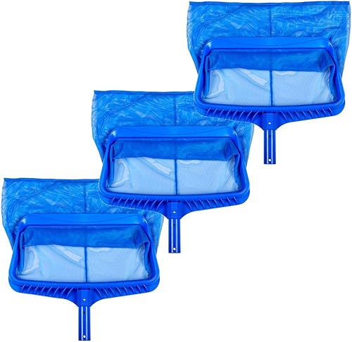 SPAG75300-3 Pro Series - Red de piscina, juego de 3 rastrillos, bolsa de malla fina y estructura moldeada fuerte, azul, desnatador de hojas profundas