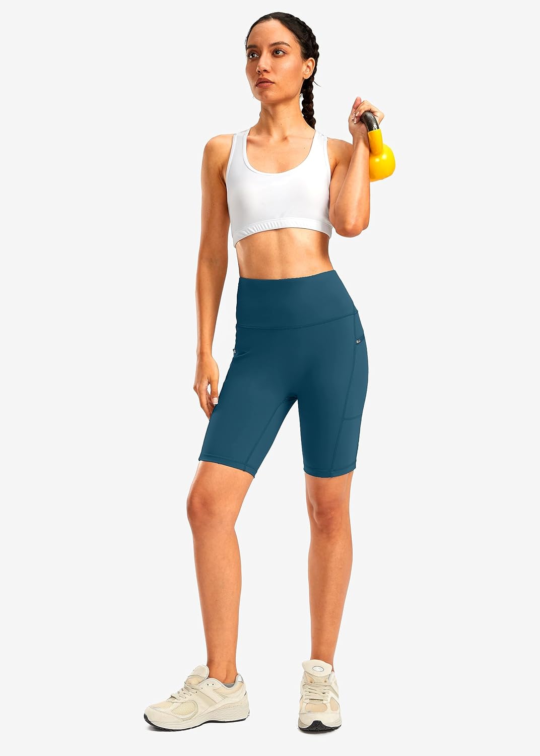 Bikewa Women's High Waisted Biker Shorts 8" Running Workout Tummy Control Bike Spandex Shorts for Women Zipper Pockets - Image 6