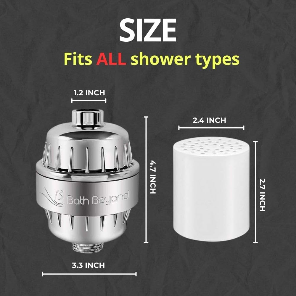 BathBeyond filtr prysznicowy witamina C 15-stopniowy filtr wody o wysokiej wydajności z wkładem do twardej wody - filtr głowicy prysznicowej usuwa fluorek chloru i poprawia kondycję skóry, włosów
