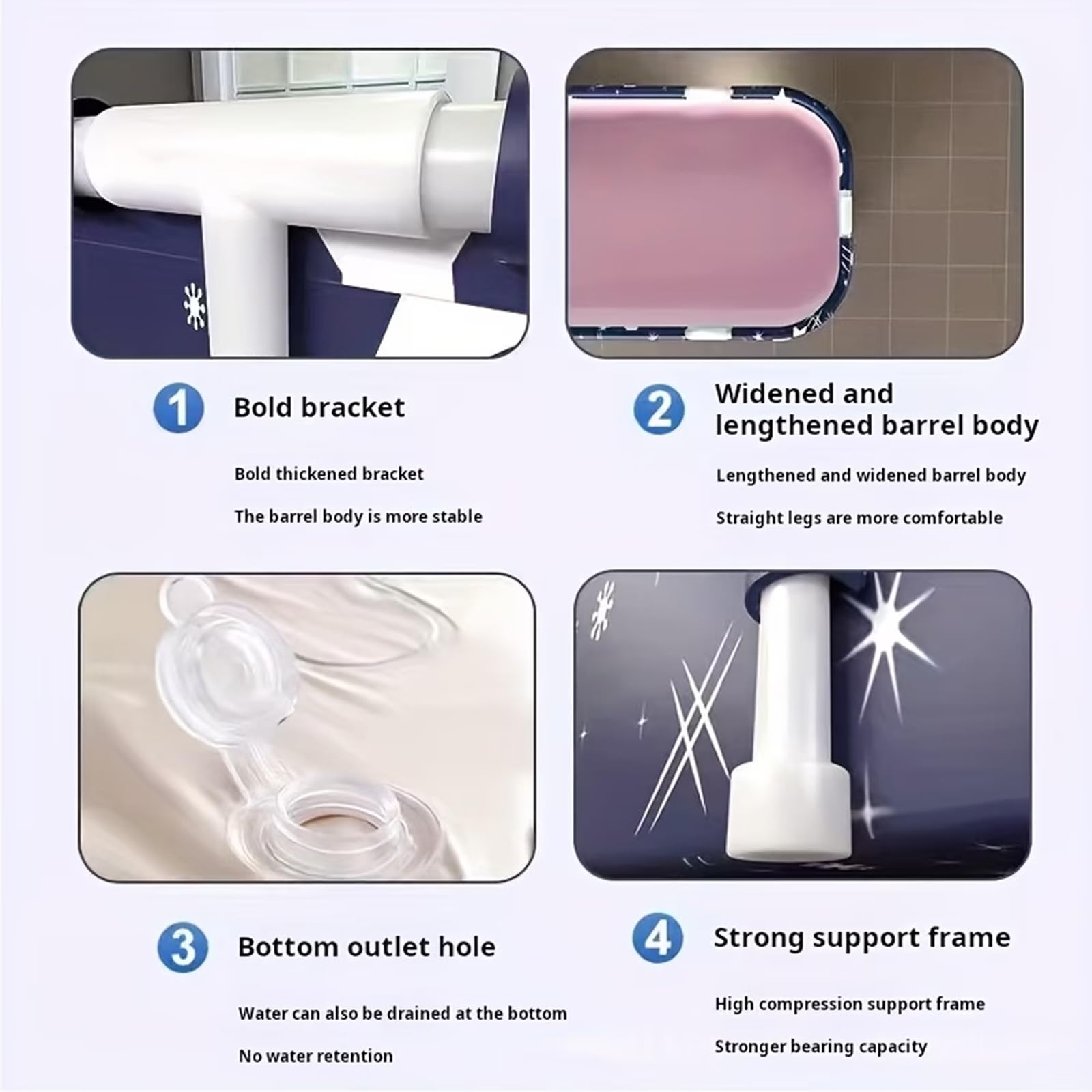 Bañera plegable para adultos, Bañera móvil portátil con almohada
