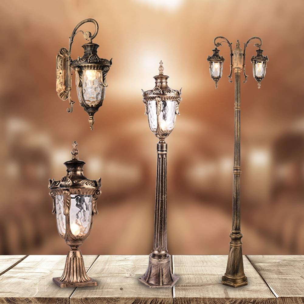 Street Lights Fashion Outdoor Lawn Glass Lantern Table Lamp European Garden Landscape Wall Pillar Post Light Aisle Balcony Watertight Sconce (Column Lamp)