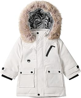 Grils - Abrigo de invierno para niños, con estampado de letras, chaqueta cálida con capucha para niños