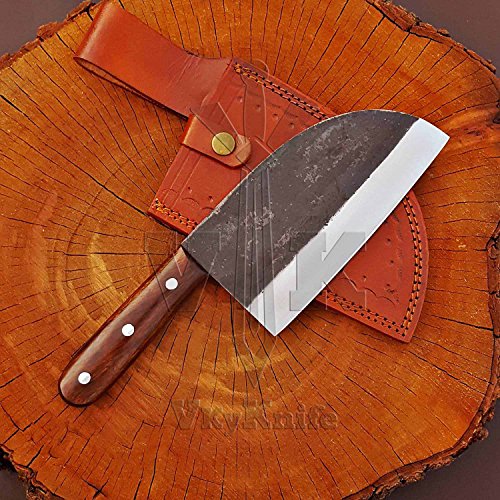 JNR Traders VK5510 Handmade 440c Steel Serbian Cleaver Chopper Kitchen Home Chef Professional Knife 11.5 Inches with Leather Sheath