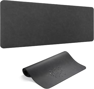Leather Desk Pad Protector, Office Desk Mat, Large Laptop Mouse Pad, PU Non-Slip Desk Blotter, Waterproof Writing Pad, Computer Keyboard Mat for Desktop 39.4 x 17 inch Black