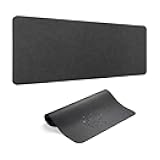 Leather Desk Pad Protector, Office Desk Mat, Large Laptop Mouse Pad, PU Non-Slip Desk Blotter, Waterproof Writing Pad, Computer Keyboard Mat for Desktop 39.4 x 17 inch (Black)