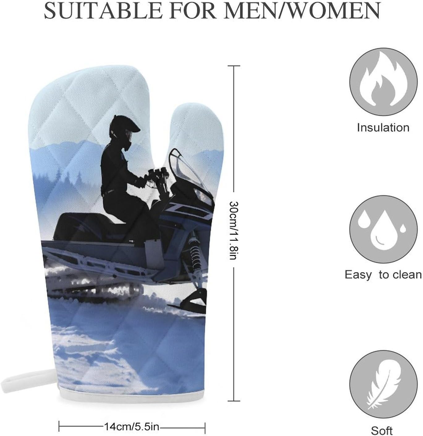 2 Pcs Oven Mitts Heat Resistant Kitchen Gloves Soft Safety Snowmobile Oven Glove for Microwave, Barbecue
