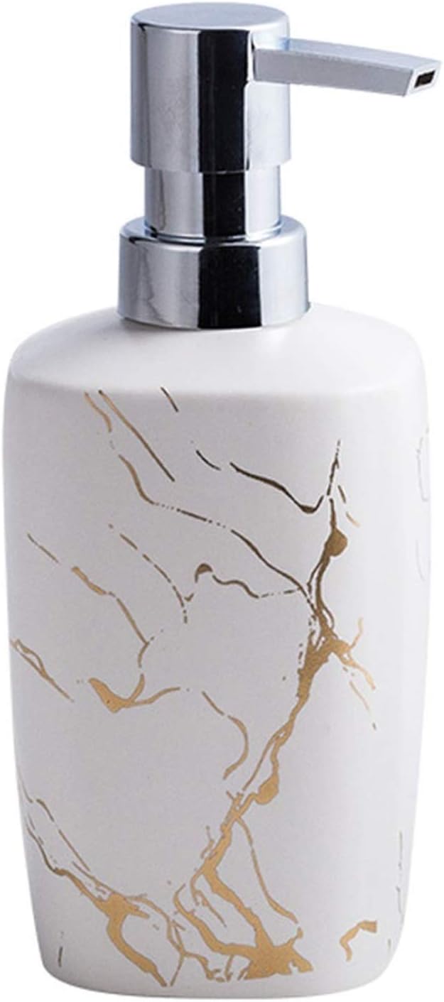 Pump Bottle Dispenser,Lotion Pump Bottles,Soap Dispenser For Bathroom Kitchen Countertop Lotion & Liquid Dispenser Soap Bottle Ceramic Soap Pump Marble Hand Soap Dispenser Bathroom(White)