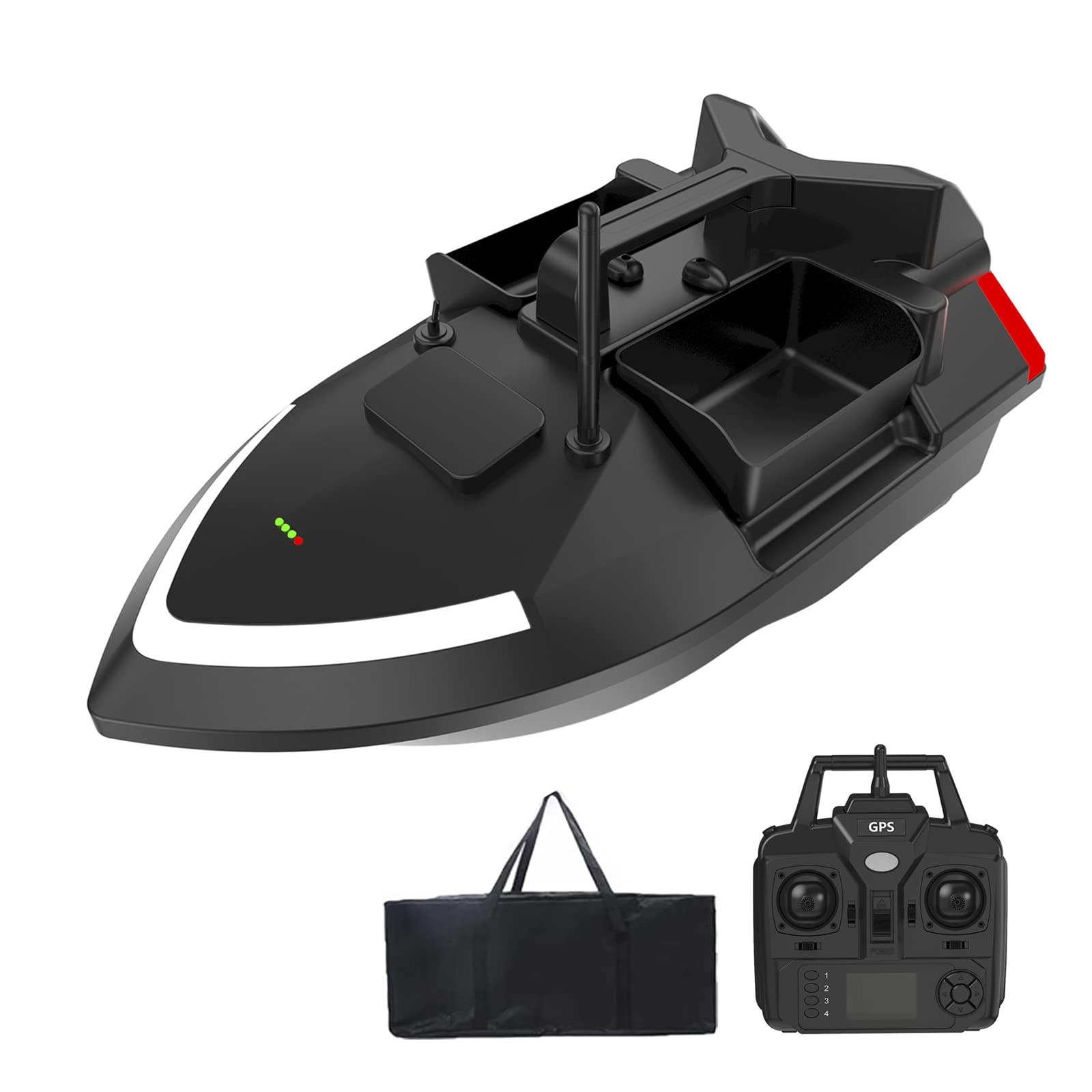 Barco Cebador Carpfishing GPS, Barco Cebador Teledirigidos de Pesca 500M con Control de Crucero y Retorno Automático, Barco de Cebo de Pesca con 3 Contenedores de Cebo,5200mAh