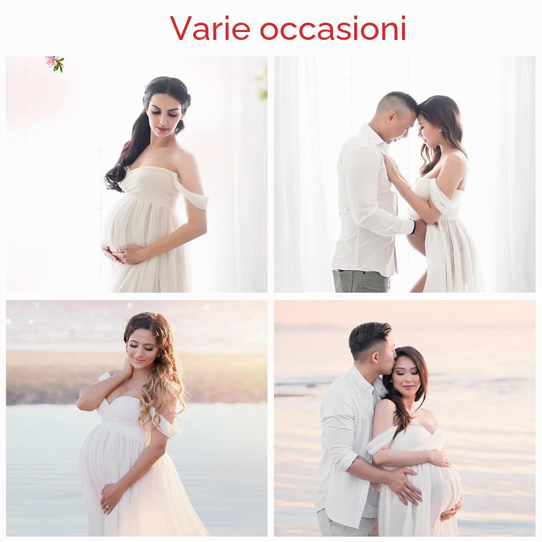 FEOYA-Abiti Maternity Servizio Fotografico Puntelli Donna Gravidanza Abito Scoperte Fotografia Abiti da Sposa Abito Senza Spalline Abito da Sera