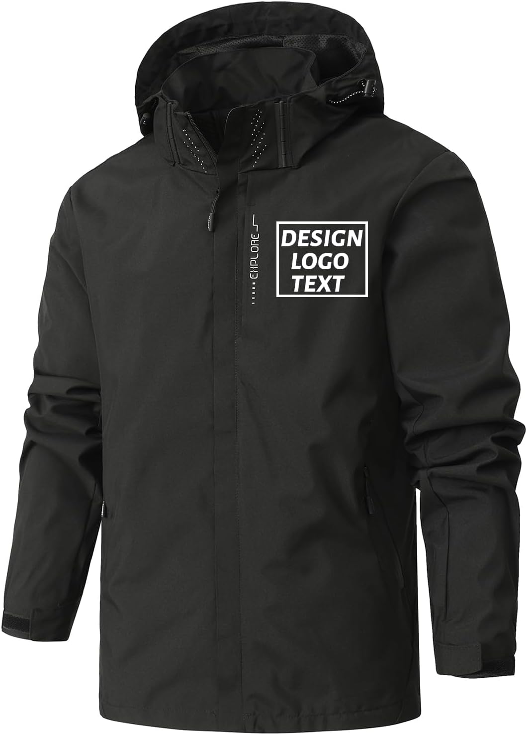 Custom Men's Lightweight Waterproof Rain Jacket Shell Hooded Add Your Text Outdoor Raincoat Windbreake jackets