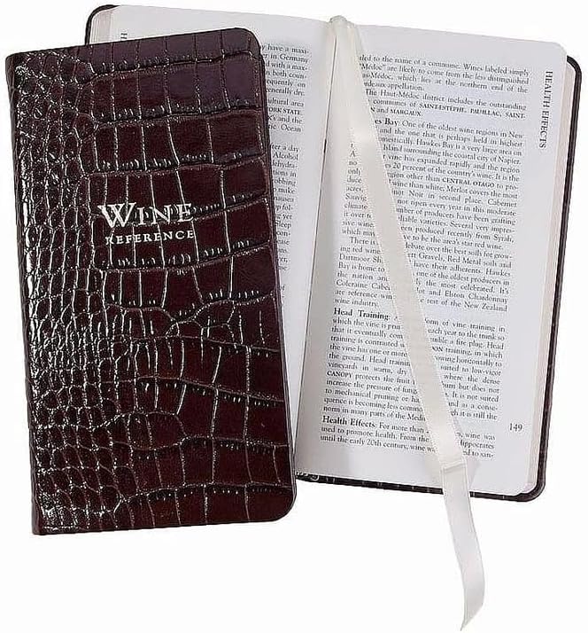 Graphic Image Brown Crocodile Embossed Leather Professional Wine Reference Guide - Quality Leather - Made in USA