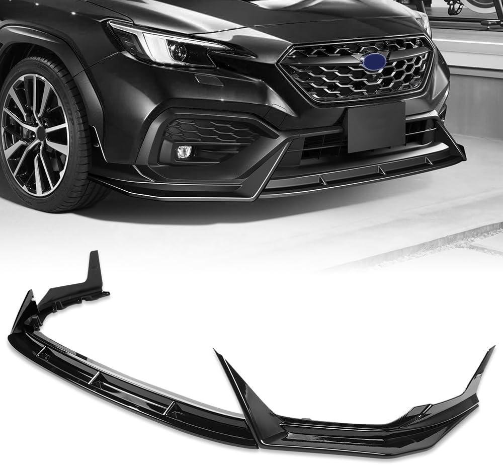 W-POWER, Front Bumper Lip fit for Compatible with Subaru WRX 2022-2025, Front Lip Spoiler Air Chin Body Kit Splitter, ABS, 2023 2024 (Painted Glossy Black)